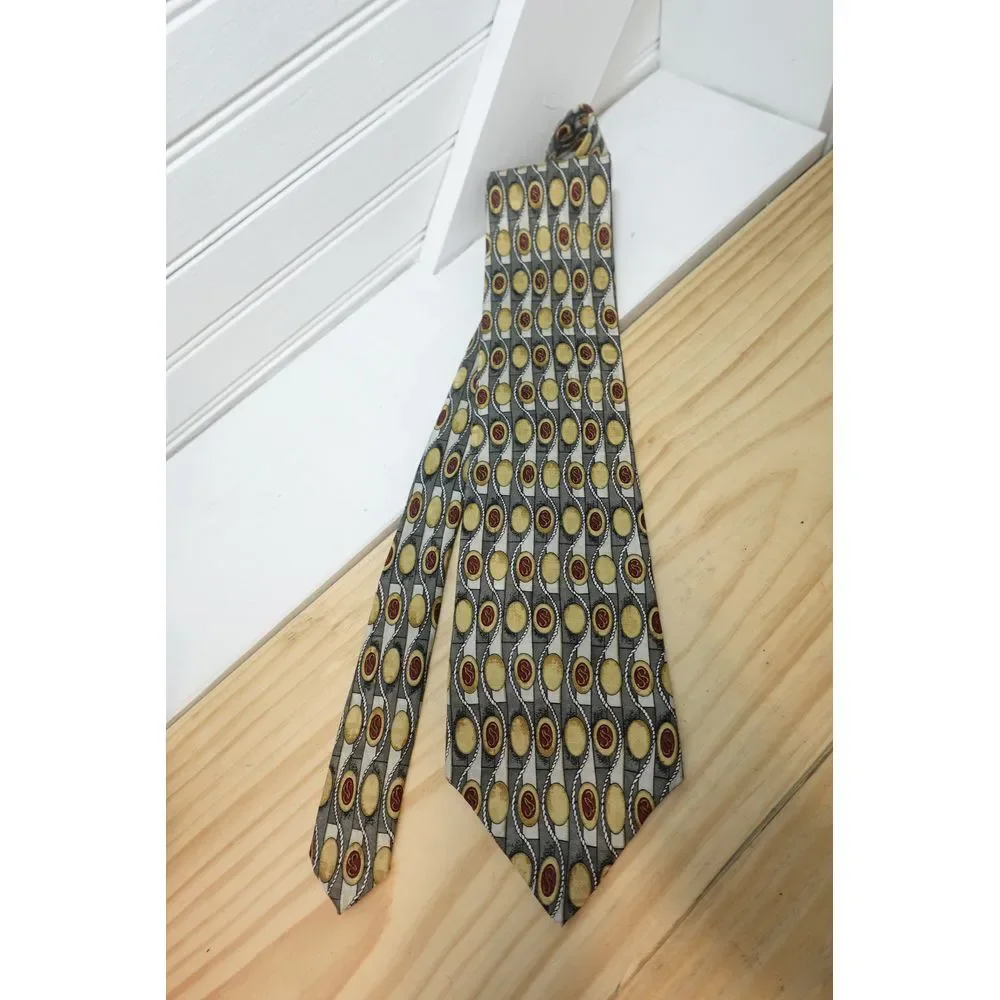 Vintage Shore &‎ Singer Neck tie 100% silk Retro Made In USA Geometric